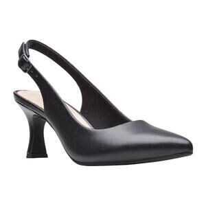 Clarks Women's Kataleyna Step Pointed Toe Leather Slingback Pumps Black Size 9 W